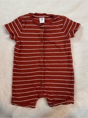 Striped Rust Short-Sleeve One-Piece Short Romper - by Nordstrom size 18 months